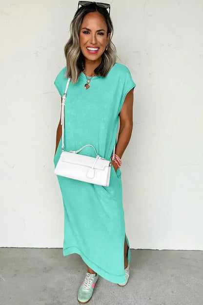 Carrot Mineral Wash Pocketed T-shirt Dress