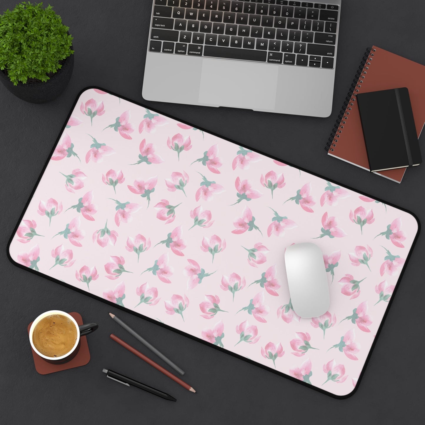Customizable: Floral Desk Mat - Pink Blossom Mouse Pad, Office Decor, Gift for Home Office, Cute Workspace Accessories, Mother's Day Gift