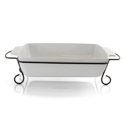 Gibson Elite 2 Piece Rectangle 15.5 Inch Stoneware Bakeware with Metal | Kitchen [Metal] | Kitchen  + Metal