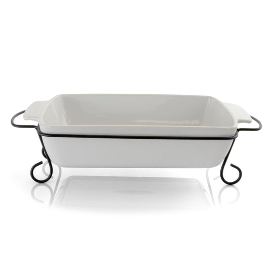 Gibson Elite 2 Piece Rectangle 15.5 Inch Stoneware Bakeware with Metal | Kitchen [Metal] | Kitchen  + Metal