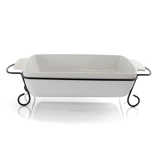 Gibson Elite 2 Piece Rectangle 15.5 Inch Stoneware Bakeware with Metal | Kitchen [Metal] | Kitchen  + Metal