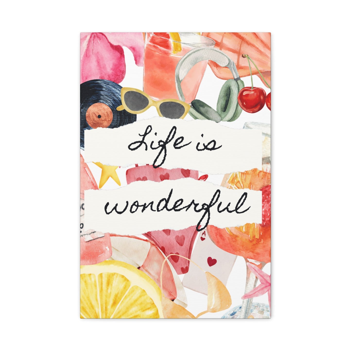 Life is Wonderful Canvas Wall Art, Colorful Decor, Inspirational Gift, Home Display, Summery Wall Art, Motivational Print
