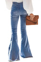 Quality High Waist Elastic Knee Hole Bell-Bottoms Mop Pants