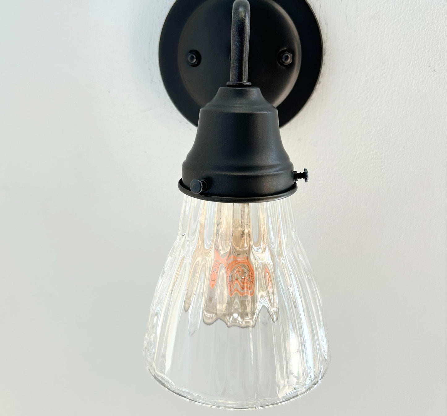 Thick Holophane Clear Glass Wall Sconce or Pendant Light