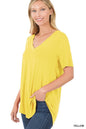 ZENANA Luxe Rayon Short Sleeve V-Neck Hi-Low Hem Top