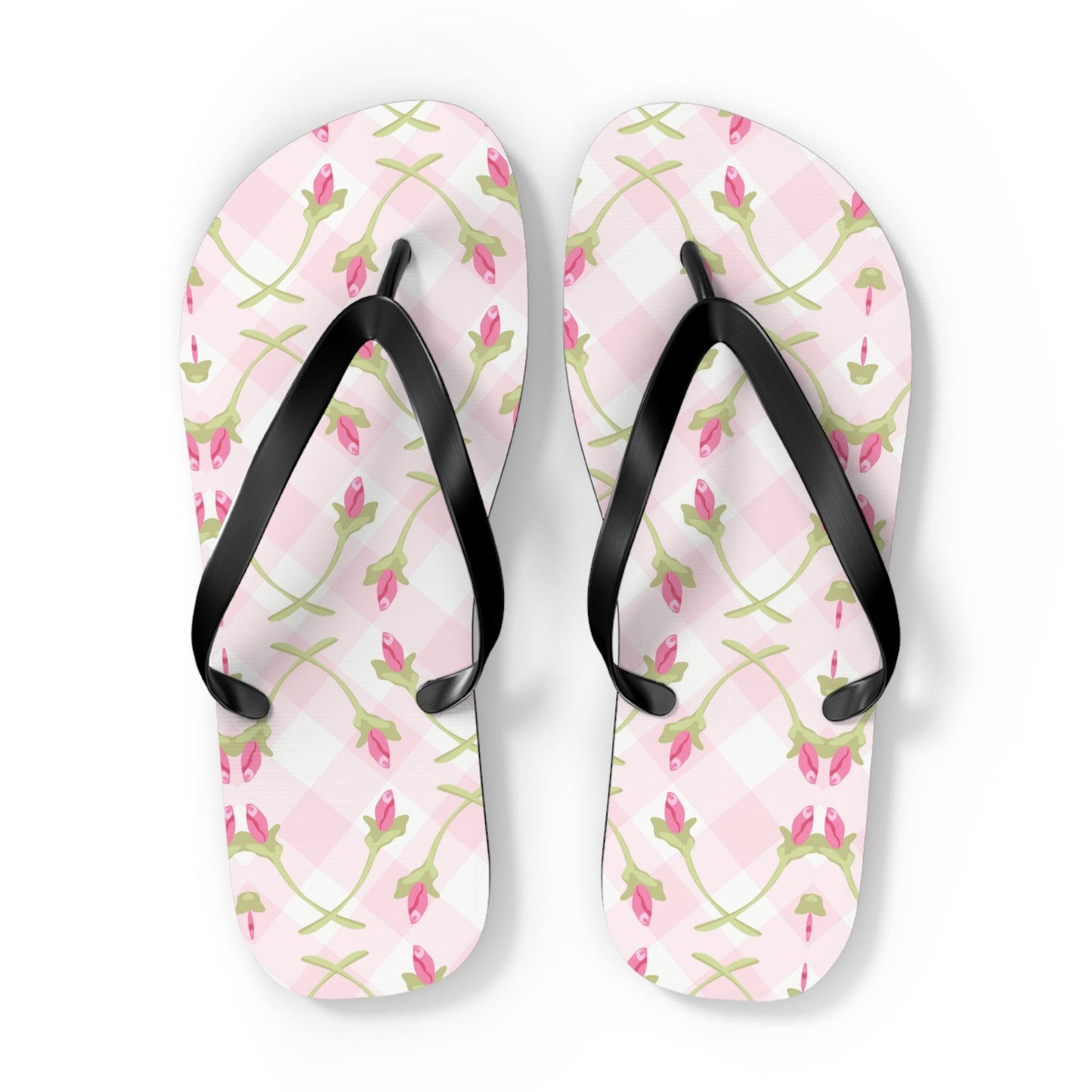 Customizable: Chic Floral Flip Flops for Summer Fun, Beach Vacation Sandals, Garden Party Footwear, Stylish Slip-Ons, Spring Accessories