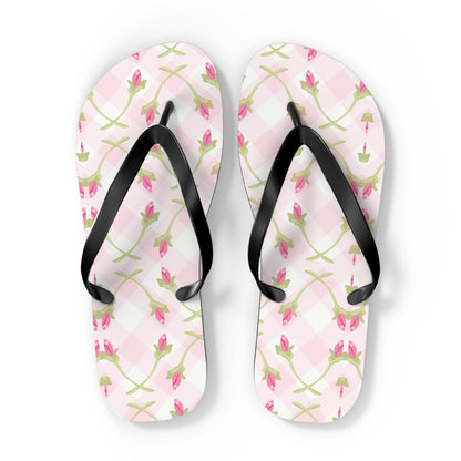 Customizable: Chic Floral Flip Flops for Summer Fun, Beach Vacation Sandals, Garden Party Footwear, Stylish Slip-Ons, Spring Accessories