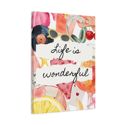 Life is Wonderful Canvas Wall Art, Colorful Decor, Inspirational Gift, Home Display, Summery Wall Art, Motivational Print