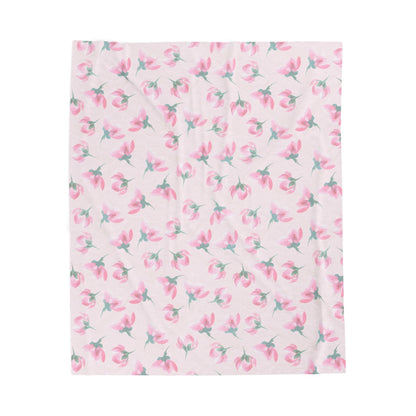 Customizable: Cozy Floral Velveteen Plush Blanket | Soft Throw, Bed Cover, Lounge Blanket, Gift for Her, Home Decor