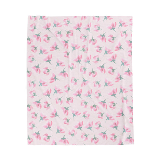 Customizable: Cozy Floral Velveteen Plush Blanket | Soft Throw, Bed Cover, Lounge Blanket, Gift for Her, Home Decor