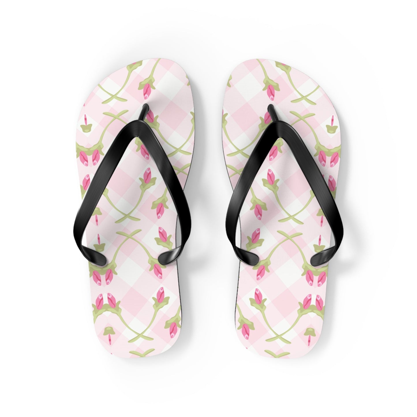 Customizable: Chic Floral Flip Flops for Summer Fun, Beach Vacation Sandals, Garden Party Footwear, Stylish Slip-Ons, Spring Accessories