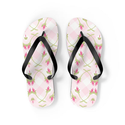 Customizable: Chic Floral Flip Flops for Summer Fun, Beach Vacation Sandals, Garden Party Footwear, Stylish Slip-Ons, Spring Accessories