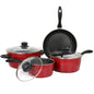 Gibson Home Armada 7 Piece Nonstick Carbon Steel Cookware Set in Red | Kitchen + Metal
