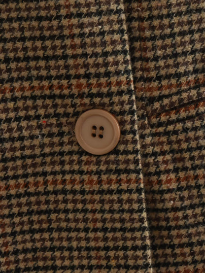 Fall Women Clothing Tailored Collar Brushed Houndstooth Long Sleeve Double Breasted Blazers