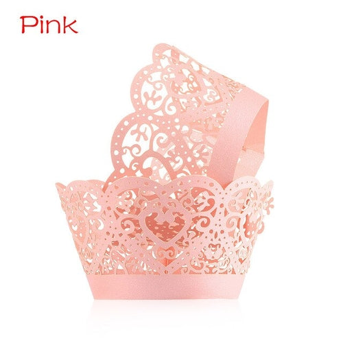 12PCS/Pack Heart Hollow Cupcake Wrappers Cake