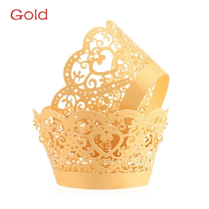 12PCS/Pack Heart Hollow Cupcake Wrappers Cake