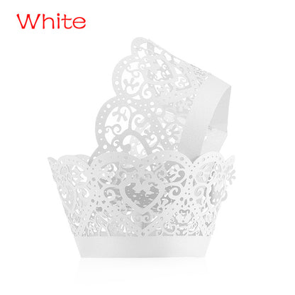 12PCS/Pack Heart Hollow Cupcake Wrappers Cake