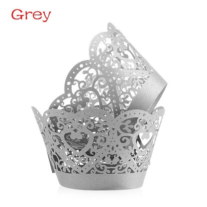 12PCS/Pack Heart Hollow Cupcake Wrappers Cake
