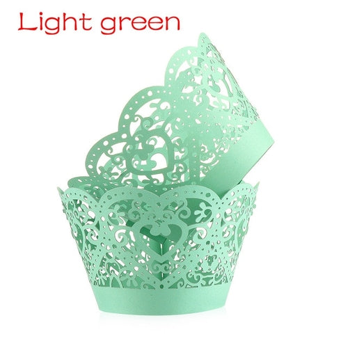 12PCS/Pack Heart Hollow Cupcake Wrappers Cake