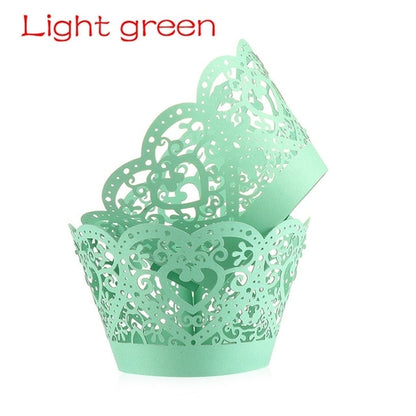 12PCS/Pack Heart Hollow Cupcake Wrappers Cake