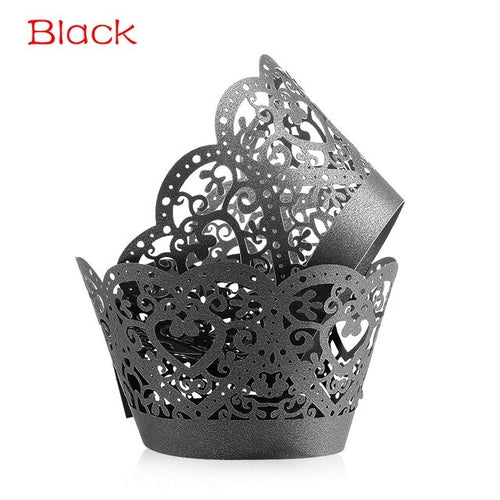 12PCS/Pack Heart Hollow Cupcake Wrappers Cake