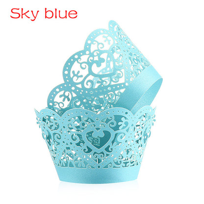 12PCS/Pack Heart Hollow Cupcake Wrappers Cake