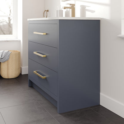 Eviva Curio Bath Vanity with Carrara Quartz Top and Undermount Porcelain Sink (24"-60")