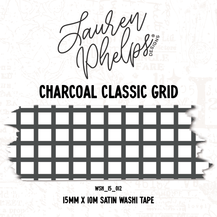 Charcoal Classic Grid 15mm washi