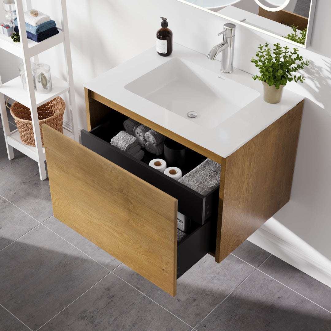 Eviva Madeira Wall Mount Bath Vanity with Acrylic Top and Integrated Sink (20"-48")