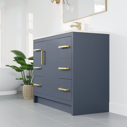 Eviva Curio Bath Vanity with Carrara Quartz Top and Undermount Porcelain Sink (24"-60")