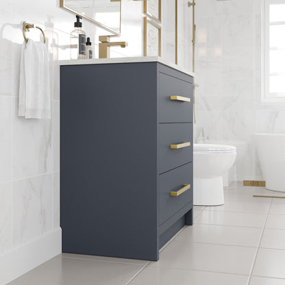 Eviva Curio Bath Vanity with Carrara Quartz Top and Undermount Porcelain Sink (24"-60")