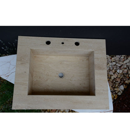 HANDCRAFTED CUSTOM TRAVERTINE SINK (TR-055)