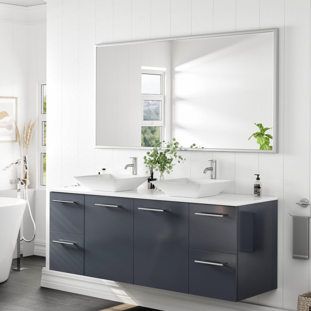 Eviva Vista Brushed Nickel Metal Framed Mirror
