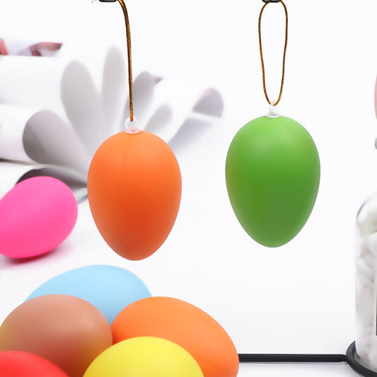 12pcs Mixed Color Plastic Hanging Easter Egg
