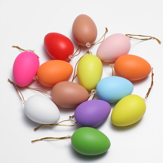 12pcs Mixed Color Plastic Hanging Easter Egg