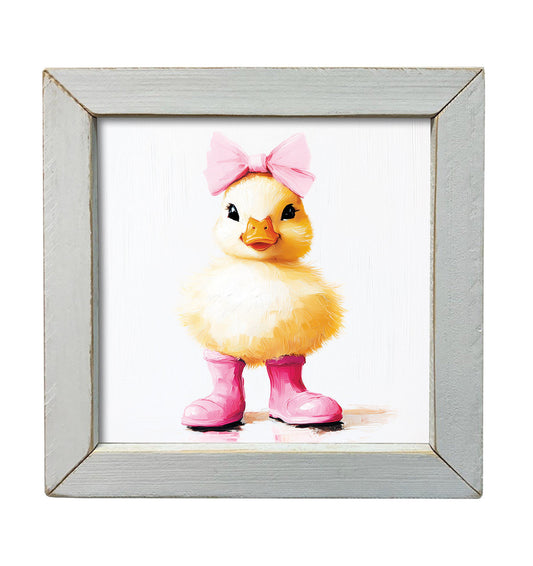12" x 12" Pink Bow Duck Wall Art