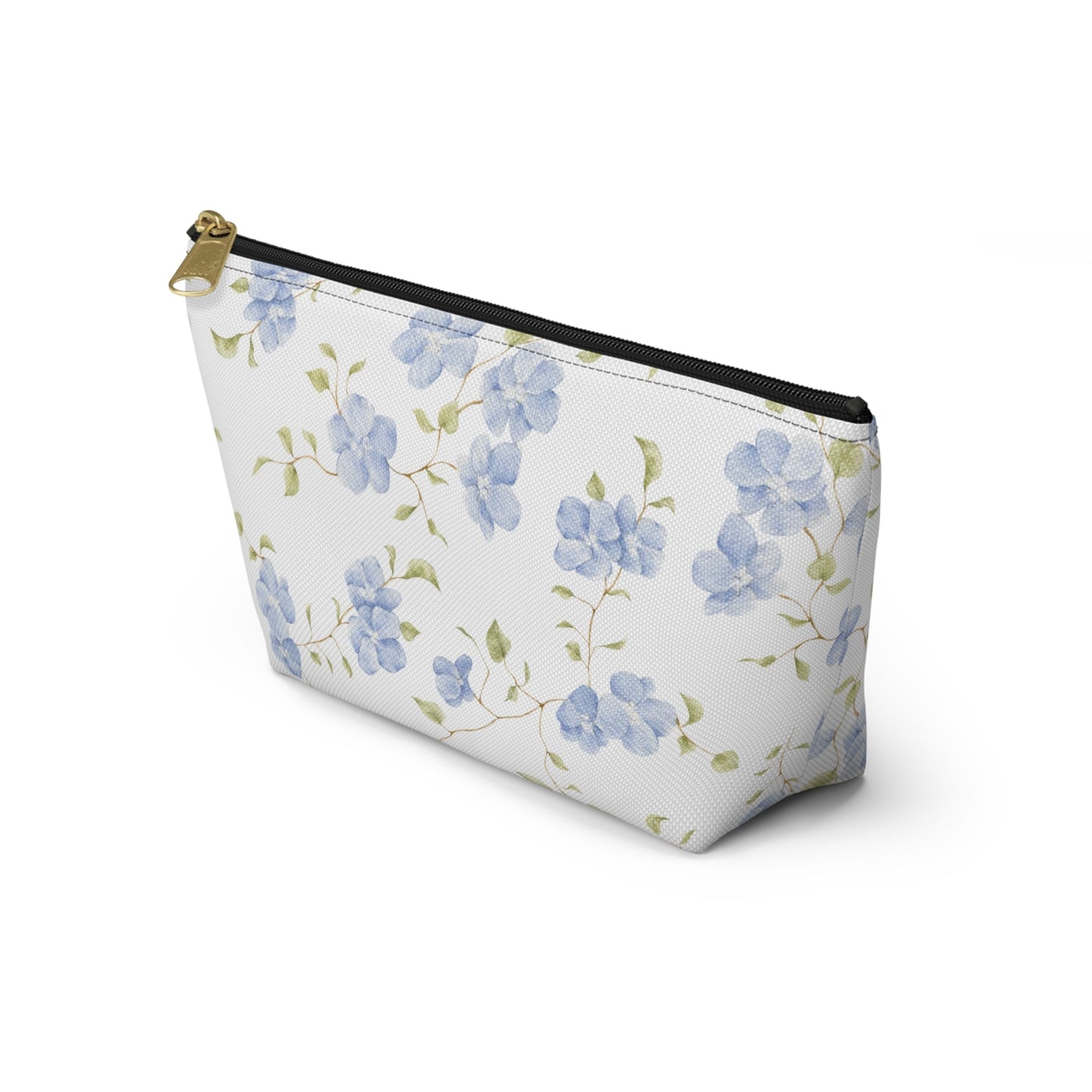Customizable: Floral Accessory Pouch, Cosmetic Bag, Makeup Organizer, Gift for Her, Travel Essentials, Blue Floral Design