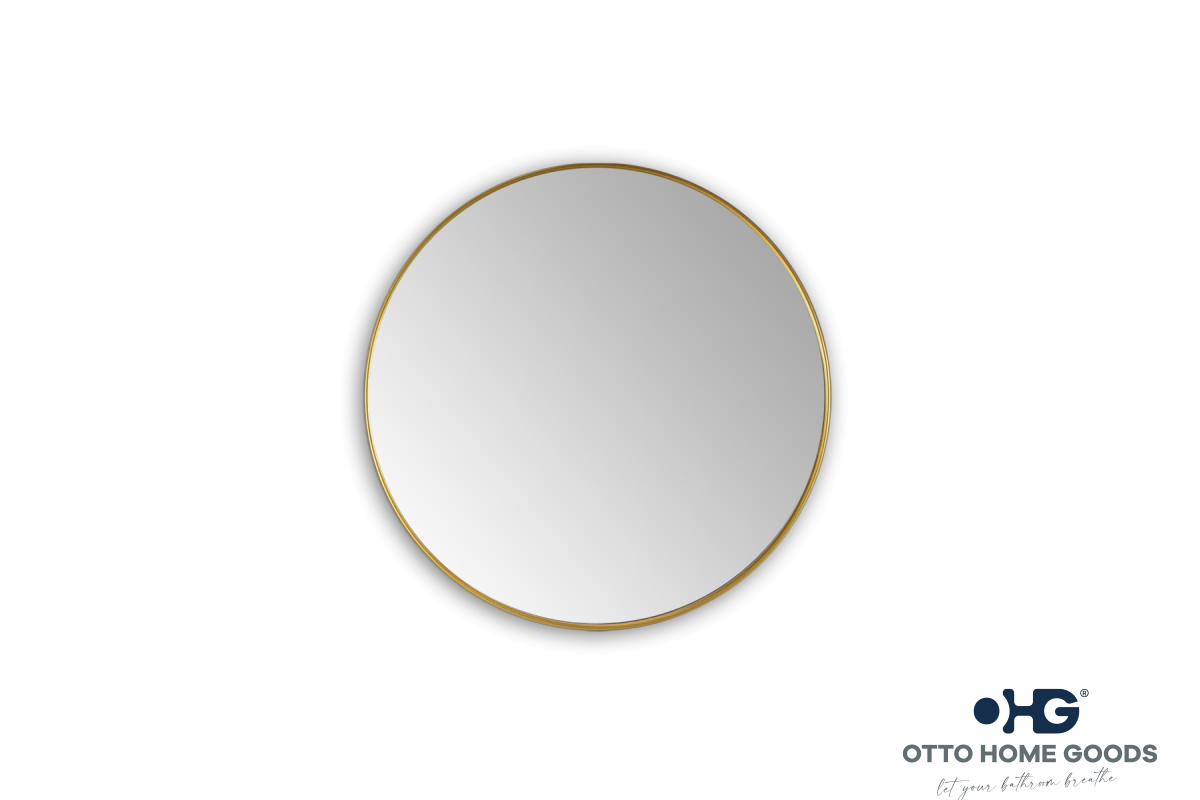 24" Round Gold Mirror | Bathroom | Kitchen + Metal