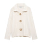 Autumn Women Elegant Knitted Cardigan Floral Button
