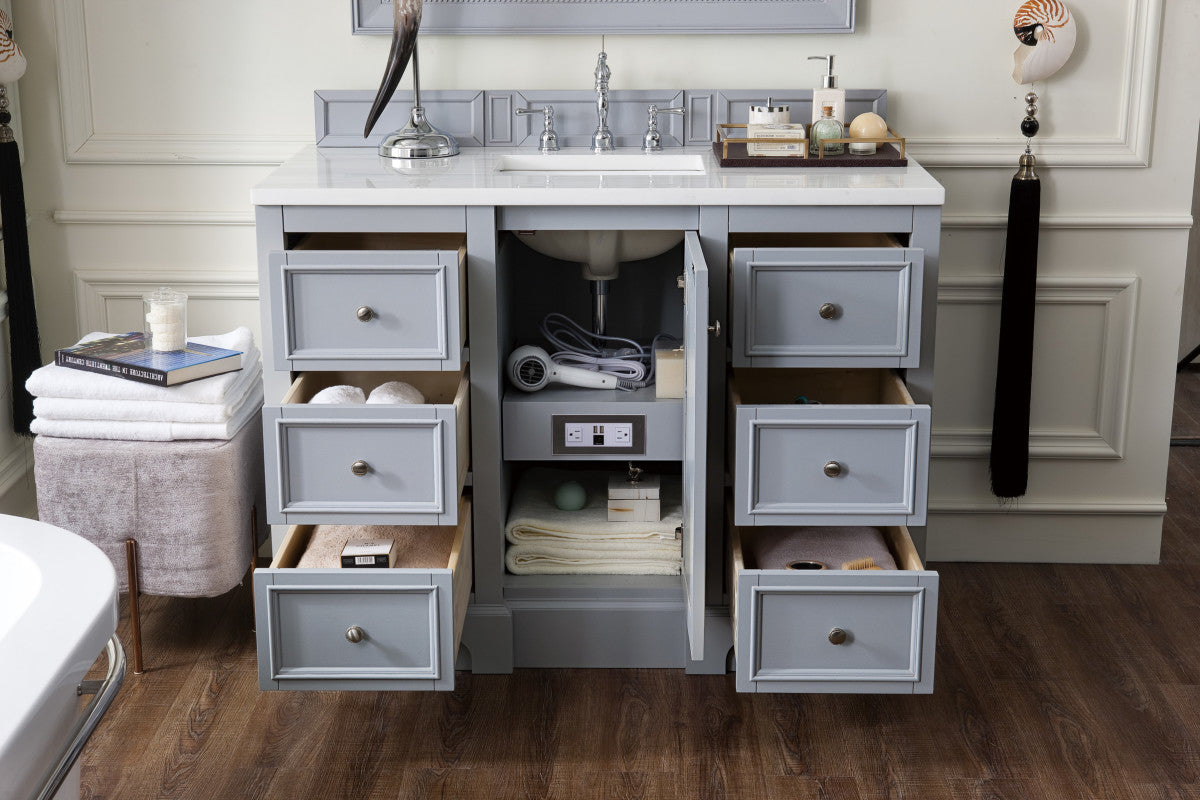 De Soto 48" Single Vanity Cabinet, Bright White