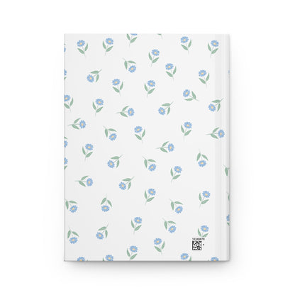 Customizable Blue Floral Hardcover Journal