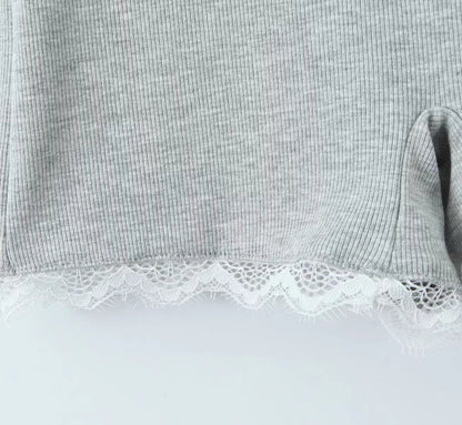 Summer Sexy Contrast Color Lace Splicing Sling Jumpsuit Backless Slim Fit Base Shorts Women