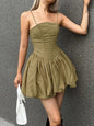 Tight Boning Corset Bubble Mini Dress Summer Pleated Slim Fit Suspenders Puff Dress