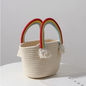 Cute Rainbow Clouds Handbag Handmade Cotton Thread Woven Bag Seaside Vacation Beach Bag Straw Bag