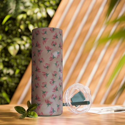 Customizable: Floral Pattern Tumbler, Personalized Gift for Coffee Lovers, Travel Mug for Women, Insulated Drinkware, Trendy Water Bottle