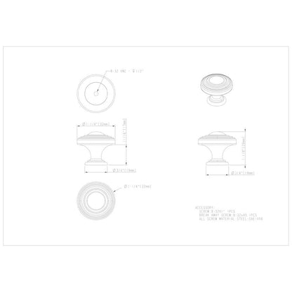 1-1/4" Diameter Satin Nickel Stacked Bremen 2 Cabinet Knob