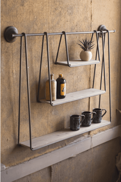 Elegant Wood And Metal Triple Hanging Shelf | Kitchen [Metal] | Kitchen + Metal
