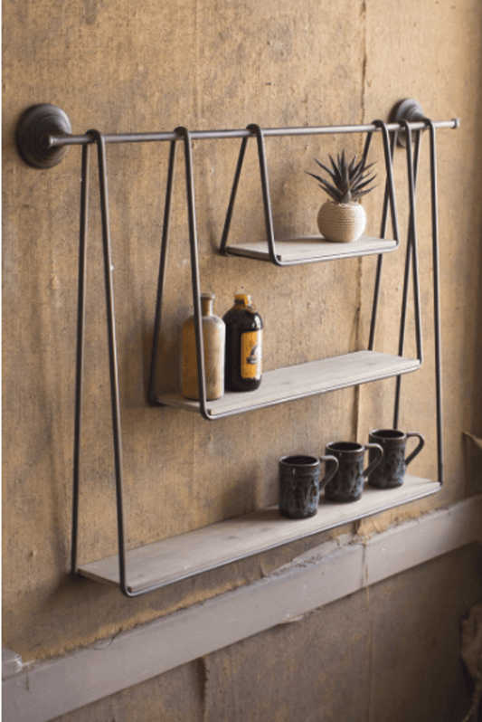 Elegant Wood And Metal Triple Hanging Shelf | Kitchen [Metal] | Kitchen + Metal