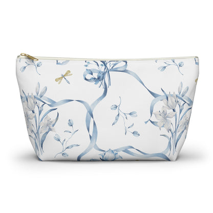 Customizable: Floral T-bottom Accessory Pouch | Gift for Her, Makeup Bag, Travel Organizer, Storage Solution, Spring Decor