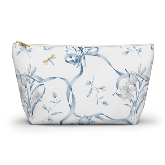 Customizable: Floral T-bottom Accessory Pouch | Gift for Her, Makeup Bag, Travel Organizer, Storage Solution, Spring Decor